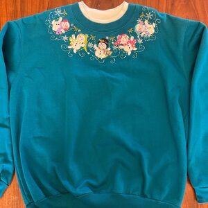 Snowman Christmas Sweatshirt Holiday Size Lg Grandma Cottage Core Rhinestones